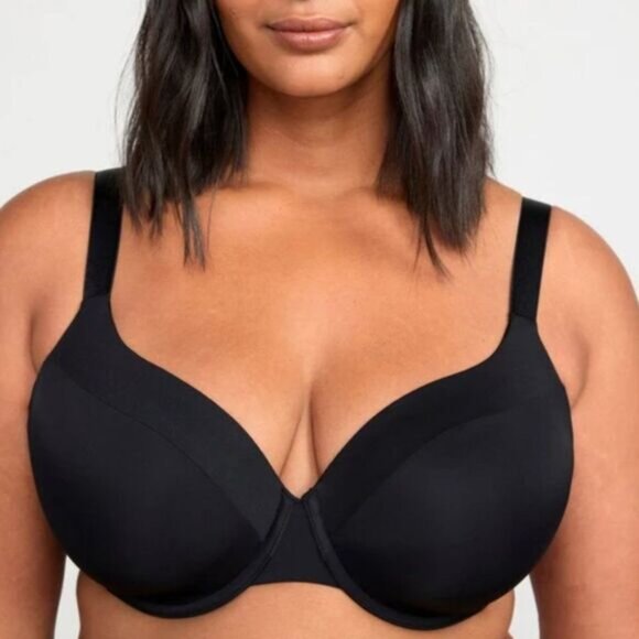 LINDEX Diva T-Shirt Bra Matte & Satin Smooth Full Coverage Black 42 DD - Picture 2 of 15
